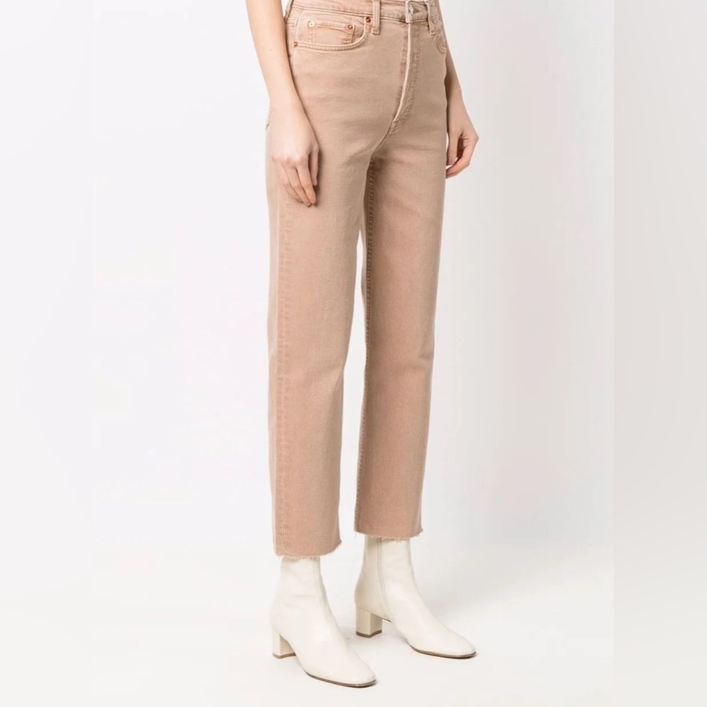 RE/DONE ’70s Ultra High Cropped Jeans – Sepia Beige Womens, 24, NWT - Picture 2 of 5